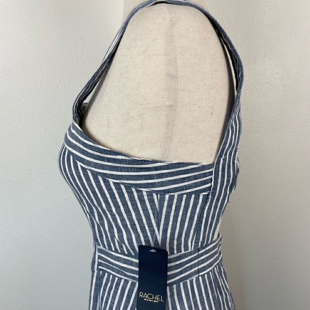 NWT RACHEL Rachel Roy Navy Blue and White Striped Midi Dress Size 2 - Picture 5 of 10